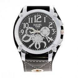 DIESEL9150 Elegância e Círculo na Moda. Relógio de pulso com pulseira de couro - Masculino (Preto)