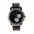 WOMAGE 9346 Moda Design - Relógio Masculino - Círculo com Diamante Branco com Pulseira de Couro