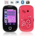 Celular Touch Screen com Bleutooth, Quad Band, pega dois cartões SIM MP3, MP4, FM (Preto com Rosa)